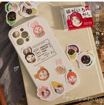 เคสโทรศัพท์40ชิ้น-กล่องโทรศัพท์กันน้ำเครื่องลางน่ารักสติกเกอร์แฟชั่นสติกเกอร์รูปแมวรูปลูกแมวขำขันสำหรับตกแต่ง