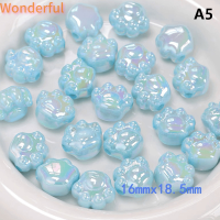 ?【Lowest price】Wonderful 5ชิ้น18มิลลิเมตรน่ารักครีมสีมหัศจรรย์อุ้งเท้าแมวหลุมใหญ่ DIY ห่วงโซ่โทรศัพท์มือถือเครื่องประดับลูกปัดทำ