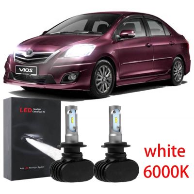 ไฟหน้ารถยนต์ LED สีขาว สําหรับ Toyota Vios (2003-2013) 6000K รับประกัน 10 เดือน