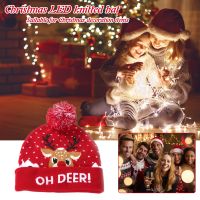 LED Glowing Xmas Hats with Lights Merry Christmas Hat Beanie Exquisite Illuminate Xmas Warm Hats Holiday Party Supply