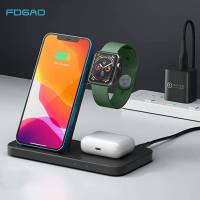 ZZOOI 15W 3 in 1 Wireless Charger Dock Station Fast Charging Stand For iPhone 14 13 12 11 Pro Max XS XR X8 Apple Watch 7 8 AirPods Pro