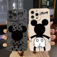 เคสโทรศัพท์สำหรับ Samsung Galaxy A03 A33 A53 A73 A12 A52S 5G A32 A31 A51 A71 A52 A72 4G คู่ Mickey Minnie Black Square Edge Full Len ป้องกัน