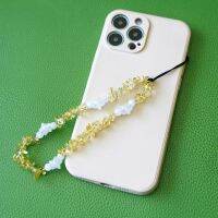 [COD] cross-border European and handmade mobile phone chain beaded pearl natural gravel topaz crystal lanyard