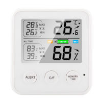 KKmoon ความแม่นยำสูง M-แม่เหล็กเครื่องวัดอุณหภูมิความชื้น Thermo-Hygrometer หน้าจอ LCD °C/°F Switchable All-Time/24ชั่วโมงสูงสุดขั้นต่ำอุณหภูมิความชื้น Comfort ฟังก์ชั่นเตือนสีขาว