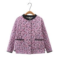 Plus Size XL-4XL Womens Vintage Floral Printed Thick Winter Coats Oversized Button Up Female Fashion Jackets