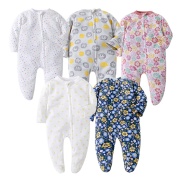 Newborn Baby Girl boy Sleep and Play PJs, 100% Organic Cotton One