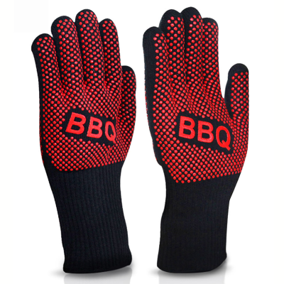 1 Pair BBQ Gloves Heat Resistant BBQ Grill Gloves Thick Silicone Oven Mitts Kitchen Cooking Baking Tools Barbecue Accessories