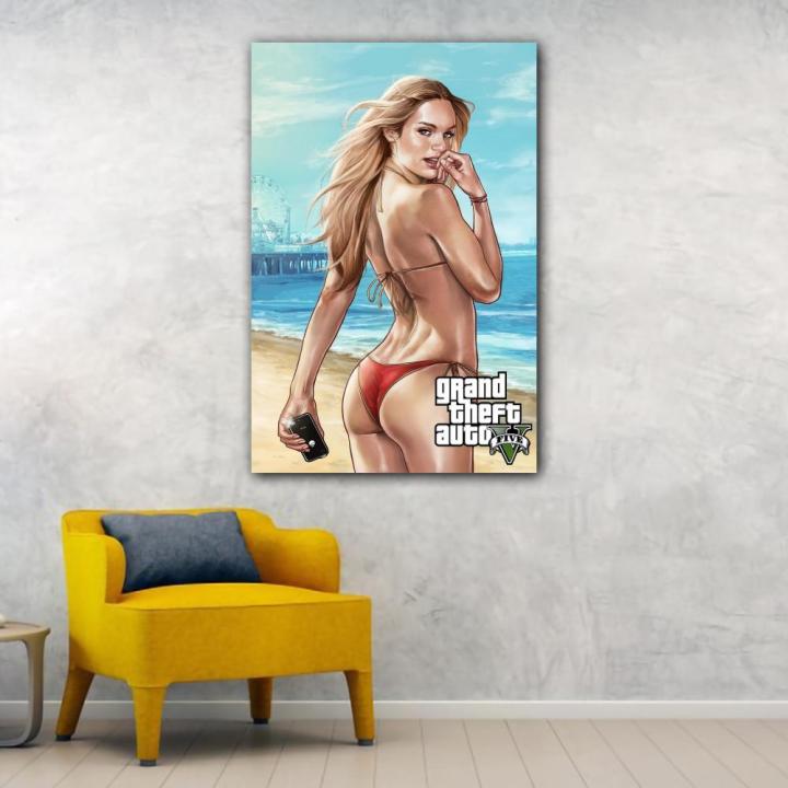 grand-theft-auto-v-วิดีโอเกมผ้าใบ-art-โปสเตอร์และ-wall-art-ภาพพิมพ์สำหรับตกแต่งห้องนอนครอบครัวสมัยใหม่-โปสเตอร์คุณภาพสูง