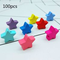 15mm 100pcs/pack Mixed Color Five-pointed Star Shaped Wooden Bead for Jewelry Making Kids Toy Diy Accessories