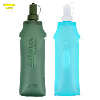 ShiningLove 250ml/500ml Soft Folding Water Bottle With Lid Lightweight Collapsible Water Bag For Outdoor Running Sports