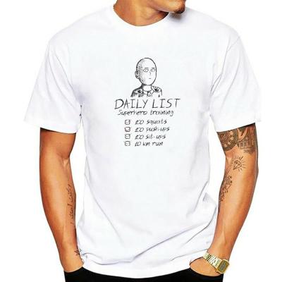 One Punch Man Daily List Tshirts Men Saitama OPM Oppai Anime Manga Premium Cotton Tees Fitness Tops T Shirt Printed Clothes