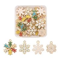 24Pcs 4 Style Alloy Enamel Pendants Cadmium Free &amp; Nickel Free &amp; Lead Free Christmas Snowflake Mixed Color 18.5-23x15-19x1.5-3.5mm Hole: 1.6-2mm 6pcs/style