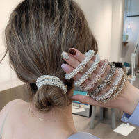 ใหม่ผู้หญิง Multicolor Pearl Hair Band เชือกผมยืดหยุ่นโลหะแผ่นกระชับสาวหางม้า Accessories2023