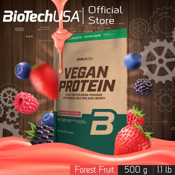 biotechusa-vegan-protein-แกนโปรตีน-500g-รสฟอเรสท์-ฟรุ๊ต-โปรตีนถั่ว-โปรตีนข้าว-โปรตีนพืช-โปรตีนสำหรับมังสวิรัติ-มีแอลกลูตามีน-แอลอาร์จีนีน-ชนิดผง