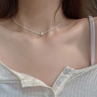 【HOT】 New Arrived 925 Sterling Snake Chain Sparkling Choker Bead Necklace Clavicle Wedding Jewelry