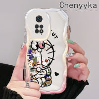 เคส Chenyyka สำหรับ Xiaomi MI Redmi Note 11 11S Poco M4 Pro 4G เคสซิลิโคนหนาลายโดราเอมอนดอกไม้สวยเคสโทรศัพท์โปร่งใสป้องกันการตกขอบลอนหลากสีเนื้อครีมเคสนิ่ม