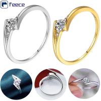 FEECE แฟชั่นใหม่ ทอง andamp; เงิน คลาสสิก โลหะผสม หมั้น แหวนผู้หญิง แหวนแต่งงานเพชร เครื่องประดับ