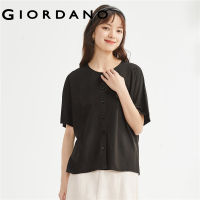 Hot ”Giordano ผู้หญิงเสื้อสัมผัสตะเข็บ kimono แขน Modal Drape เสื้อ Crewneck ปุ่มปิดแฟชั่นเสื้อ13343303