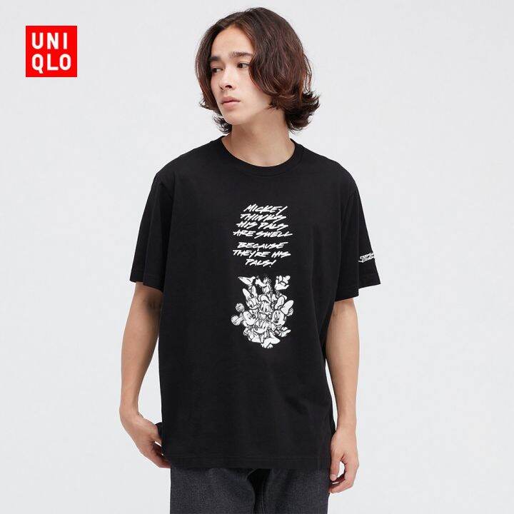 เสื้อยืดแขนสั้นพิมพ์ลาย-disney-สําหรับผู้ชาย-ผู้หญิง-uniqlo