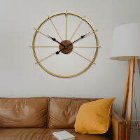 ?Dream Best? Spanish Concept Minimalist Art Quartz Clock Walnut Gold Iron Art Individual Clock Model Room Household Clock