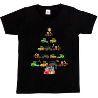 Unique cotton T-shirt 1Tee Contruction Tree Christmas Tree Made of Little Tractors FKicid94BIaoha14