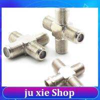 JuXie store Rf Coaxial Connector F Type Male Female To Triple Female Plug Jack 3 In 1 Tv Jack Plug T Type Antenna Adapter