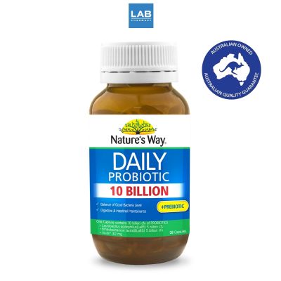 Natures Way Daily Probiotic 10 millions 28 Capsules เนเจอร์สเวย์ เดลี่ โพรไบโอติก ผลิตภัณฑ์เสริมโพรไบโอติก 28แคปซูล/ขวด