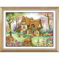 （Jinxiu cross-stitch） Everlasting Love A Country Cabin Chinese Cross Stitch Kits Ecological Cotton 11 14CT ประทับตรา DIY ตกแต่งคริสต์มาสสำหรับ Home