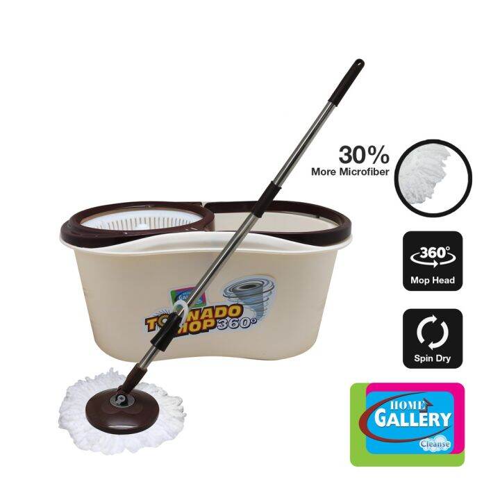 Home Gallery Tornado Mop and Spin Dry Bucket Set with 1 Microfiber Mop