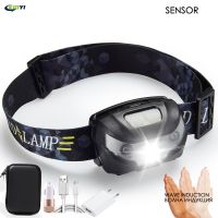 【lz】┅⊕✕  Farol de LED poderoso com USB recarregável sensor de movimento corporal farol lanterna de acampamento luz principal