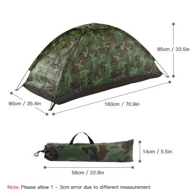 2 Persons Waterproof Camping Tent PU1000mm Polyester Fabric Single Layer Tent for Outdoor Travel Hiking 200*130*110cm