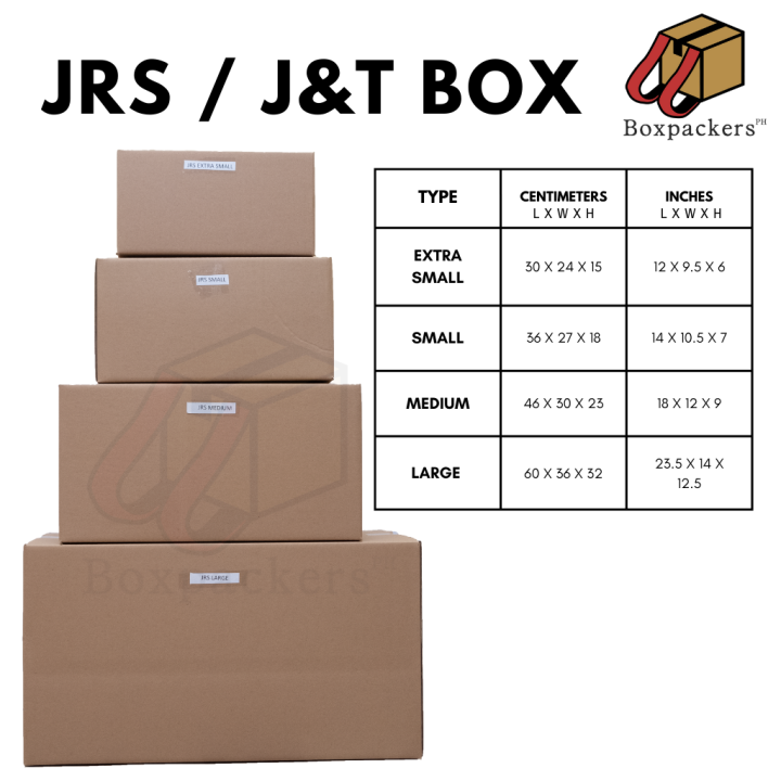 BOXPACKERSPH JRS JNT J&T XS EXTRA SMALL SMALL MEDIUM LARGE Kraft Corrugated Carton Shipping