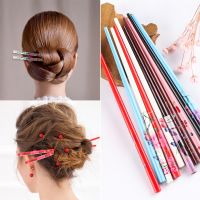 【YF】✕☽  2Pcs Hand-carved Hair Stick Painting hairpin Colorful Hairpin Chopstick