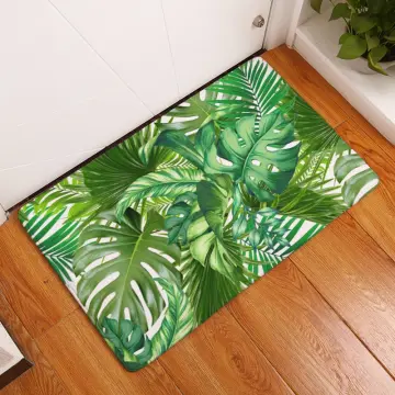 Leaves Pattern Kitchen Carpet Waterproof Oilproof Home Entrance