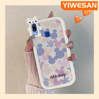 เคส Chenyyyka สำหรับ VIVO Y95 Y91i Y91การ์ตูนน่ารักสีม่วงสีชมพูมิกกี้เมาส์ขอบสีสันเคสโทรศัพท์โปร่งใสเคสกันกระแทกกันกระแทกเลนส์กล้องถ่ายรูปลายสัตว์ประหลาดตัวเล็ก