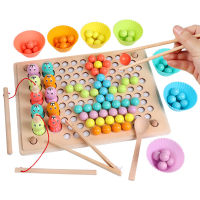 Montessori Wooden Toy Hands Brain Training Clip Beads Pluzze Board Magnetic Fishing Memory Chess Early Educational Toy For Kids