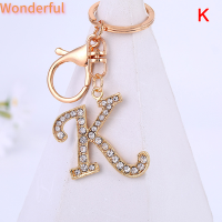 ?【Lowest price】Wonderful จี้คริสตัลตัวอักษรพร้อมพวงกุญแจสีทอง A-Z 26ตัวอักษรพวงกุญแจสำหรับกระเป๋าผู้หญิงกระเป๋าถือเครื่องประดับที่มีเสน่ห์