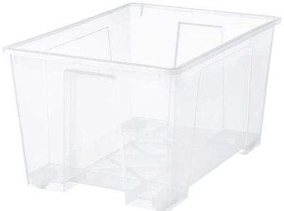 SAMLA Box, transparent 78x56x43 cm/130 l (ซัมล่า กล่องพลาสติก, ใส 78x56x43 ซม./130 ลิตร)