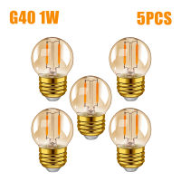 5PCS Led Dimmable Bulb G40 E27 220V Led Fimament Gold Globe Lamp 1W 2W 3W 2200K E26 110V Edison String Lights for House