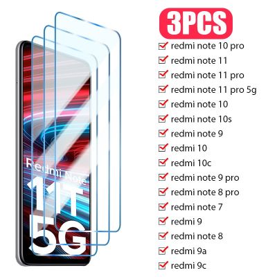 3Pcs Tempered Glass for Xiaomi Redmi Note 12 11 10 9 8 Pro 10S 9S 11S Screen Protector For Redmi 9C NFC 9T 9A 9AT 10C K60 Glass