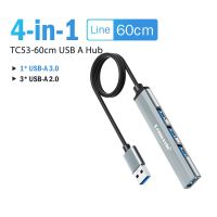 Lemorele HUB USB 4port 60cm aksesori Laptop adaptor Multi Splitter USB A 3.0 untuk Xiaomi Lenovo Macbook Pro