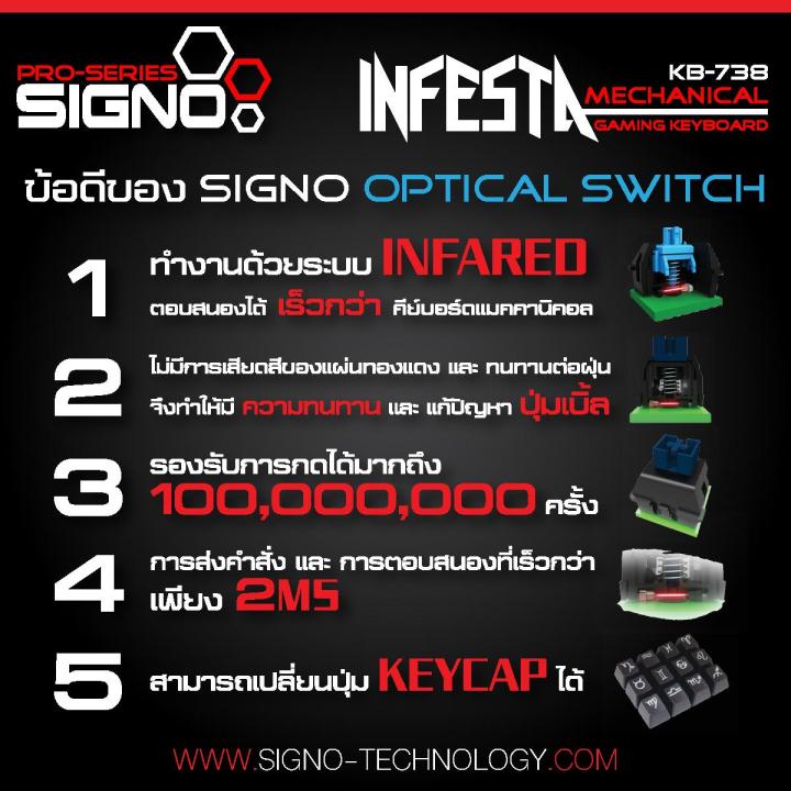 signo-e-sport-kb-738-infesta-mechanical-gaming-keyboard-optical-blue-switch-or-optical-red-switch-คีย์บอร์ดสำหรับคอเกมส์