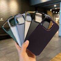 {Haojia เคสโทรศัพท์} เคสฝ้าแบบรูเลนส์ใหญ่ขนาดใหญ่แบบเรียบง่ายสำหรับ iPhone 14 13 12 11 Pro Max โลหะเคลือบไฟฟ้าเคสโทรศัพท์ S