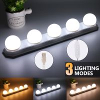 Durable Mirror Light LED USB Wall Lamp Kit 5 LED ABS Applying Bathroom Cool White for Makeup Mirror Light Mounting