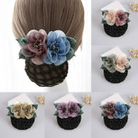 Ribbon Flower Hairgrips Crystal Crochet Bun Net Snood Bow Hair Clips Lace Bow Hair Net Hair Bun Office Lady Bow Tie Barrette New