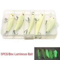 【cw】 5PCS Crank Luminous/Hard Bait Artificial Wobbler Pike Night Fishing set Tackle Bass Isca