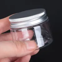 30-250ML Plastic Transparent Empty Jar with Screw Thread Aluminum Tin Cap Lip Balm Cosmetic Container Refillable Cans Bottles Travel Size Bottles Cont