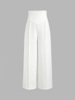 Cider Solid High Waist Knitted Wide Leg Trousers