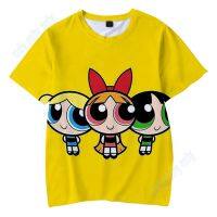 Men/Women Powerpuff-Girls Print Cartoon T-shirt Sports Tee Short Sleeve Round Neck