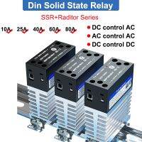 ✙ Integrated Guide Rail Solid State Relay 40A Radiator 12V DC Control AC Single-Phase DIN Small SSR Module 24V